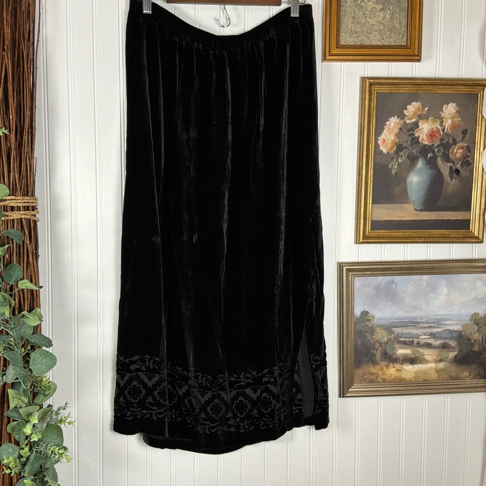 David Dart Maxi Skirt Womens XL Black Velvet Silk Blend Vintage Whimsigoth EXCL